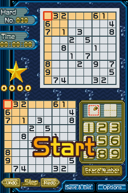 Sudoku Gridmaster (Nintendo DS) screenshot: Start