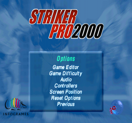 Striker Pro 2000 (PlayStation) screenshot: Options