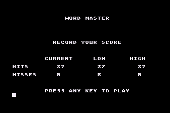 Word Master (Atari 8-bit) screenshot: Final Score