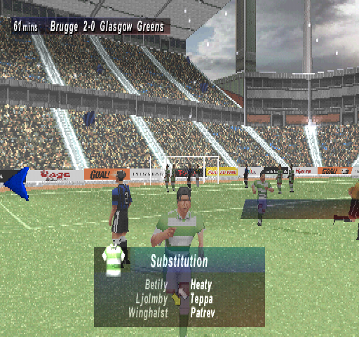 Striker Pro 2000 (PlayStation) screenshot: Substitution