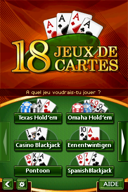 18 Classic Card Games (Nintendo DS) screenshot: French Title Screen