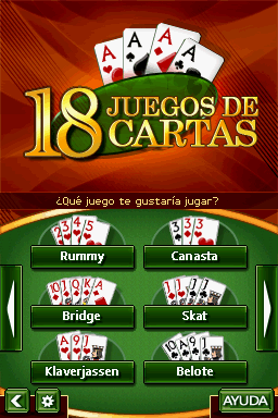 18 Classic Card Games (Nintendo DS) screenshot: Spanish Title Screen