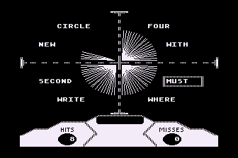 Word Radar (Atari 8-bit) screenshot: Barely Finished in Time
