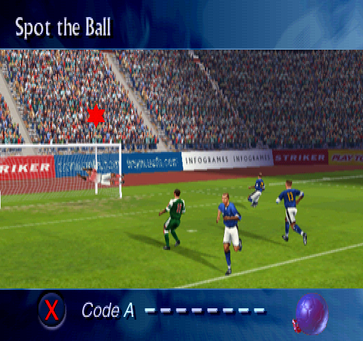 Striker Pro 2000 (PlayStation) screenshot: Spot the Ball? Code?