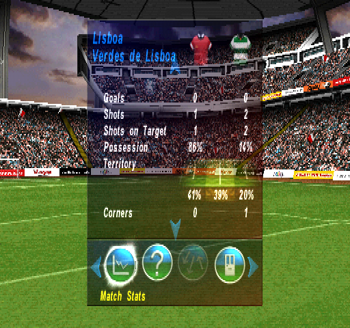 Striker Pro 2000 (PlayStation) screenshot: Match Stats