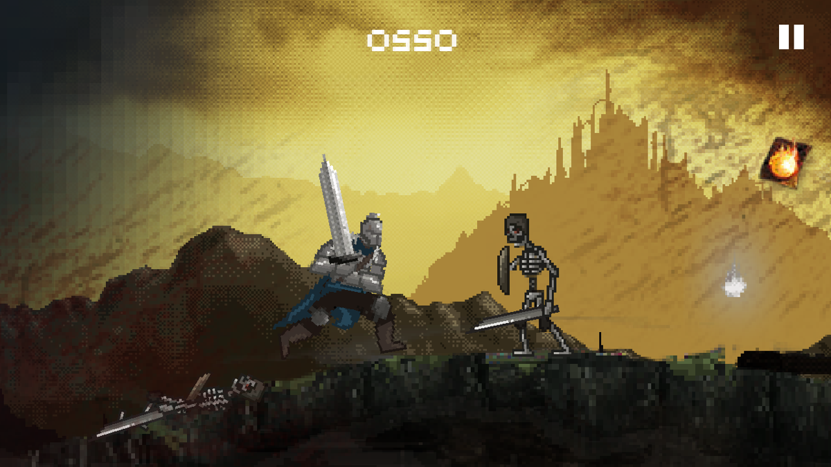 Slashy Souls (Android) screenshot: It's not a good idea to fight for too long as there's a fog that's going our way.