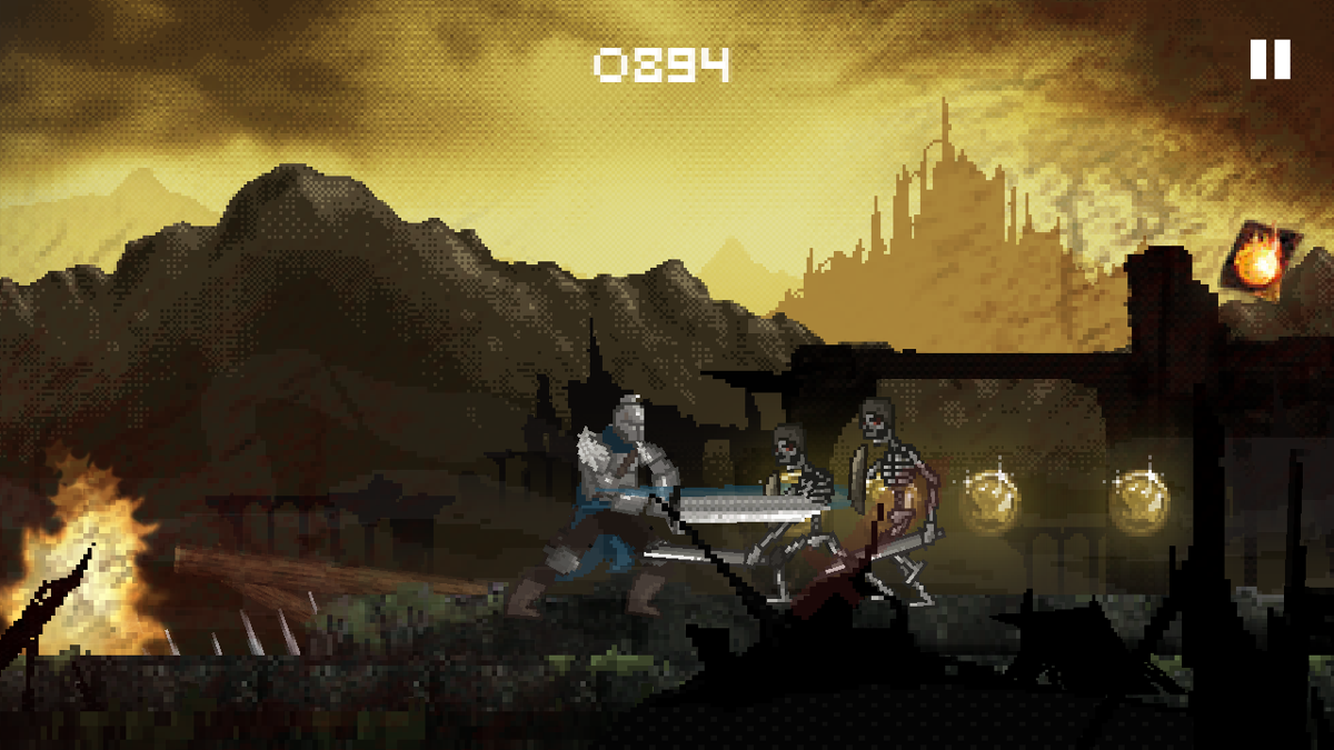 Slashy Souls (Android) screenshot: Fighting an enemy.