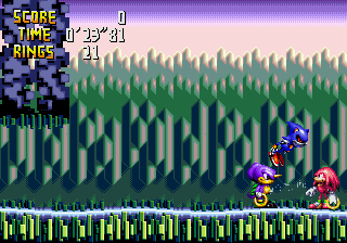 Knuckles' Chaotix (SEGA 32X) screenshot: Mecha Sonic makes an appearance