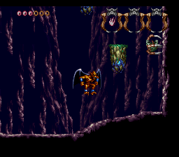 Demon's Crest (SNES) screenshot: Trying to access a moving platform
