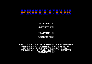 Protector (Amstrad CPC) screenshot: Main menu