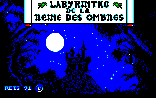 Le Labyrinthe de la Reine des Ombres (Amstrad CPC) screenshot: The title screen