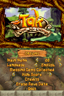 Tak: The Great Juju Challenge (Nintendo DS) screenshot: Options