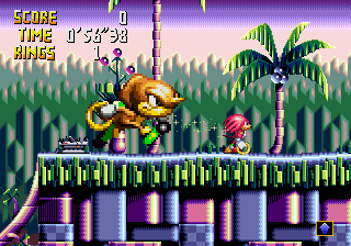 Knuckles' Chaotix (SEGA 32X) screenshot: Some power-ups make you grow large.