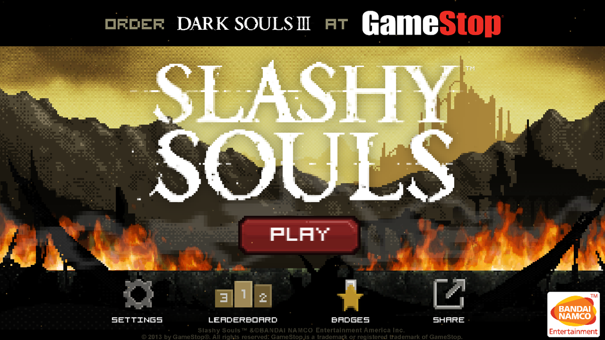 Slashy Souls (Android) screenshot: The Main Menu.