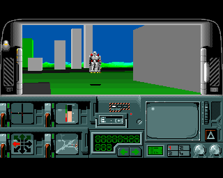 Hoverforce (Amiga) screenshot: A robot in a flying wheelchair?
