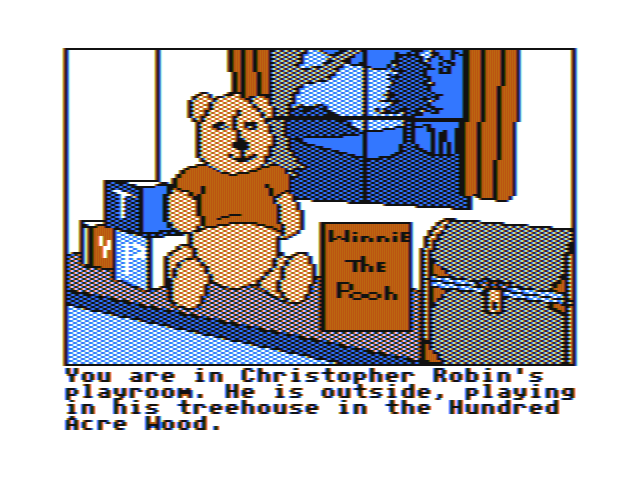 Winnie the Pooh in the Hundred Acre Wood (TRS-80 CoCo) screenshot: Are you ready to enter the Hundred Acre Wood?