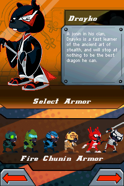 Kung Zhu (Nintendo DS) screenshot: Select Armor