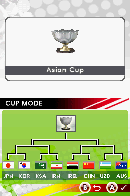 Real Soccer 2009 (Nintendo DS) screenshot: Cup Mode - Asian Cup