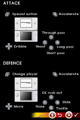Real Soccer 2009 (Nintendo DS) screenshot: Controls