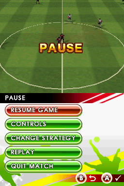 Real Soccer 2009 (Nintendo DS) screenshot: Pause menu