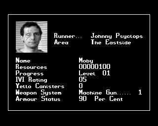 Hoverforce (Amiga) screenshot: My dossier