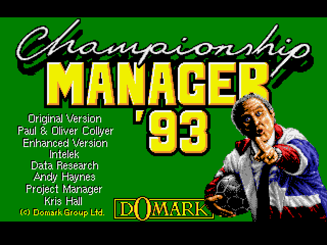 Championship Manager 93 (Amiga) screenshot: Title Screen