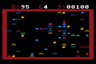 Arachnid (Atari 8-bit) screenshot: Green Attacker