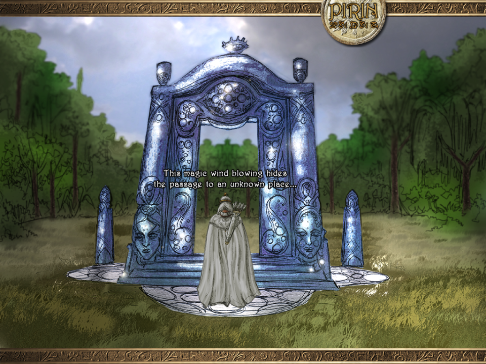 Eselmir and the Five Magical Gifts (Windows) screenshot: Door of the Wind - after it is activated, it leads to a fairy realm, the actual location of another piece of the map.