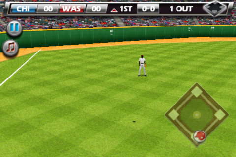 Derek Jeter Real Baseball (iPhone) screenshot: Ball flying through the air