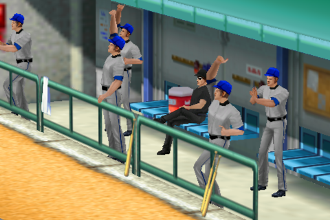 Derek Jeter Real Baseball (iPhone) screenshot: The dugout