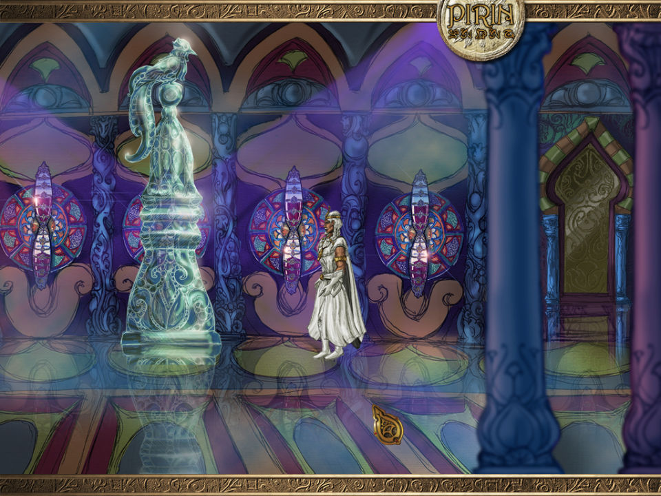 Eselmir and the Five Magical Gifts (Windows) screenshot: The Tower of Hourglasses is a little annoying in terms of clicking, only has puzzle elements on some levels - seeing this sculpture on top level is fully optional, but it's the most beautiful.