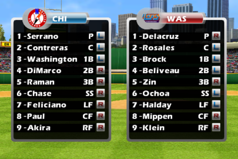 Derek Jeter Real Baseball (iPhone) screenshot: Team lineups