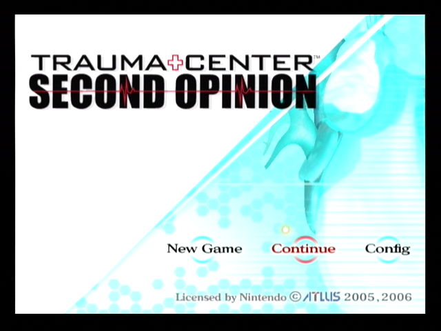 Trauma Center: Second Opinion (Wii) screenshot: Title and main menu