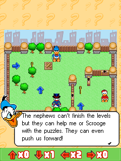 Donald Duck's Quest (J2ME) screenshot: Don't let Scrooge and Donald bump into each other though.