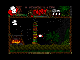 A Pirate's Life Dizzy (Windows) screenshot: A totem pole in the natives' village . a coin is hidden in one of its segments.