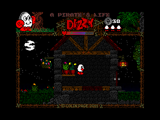 A Pirate's Life Dizzy (Windows) screenshot: A gardener's shed next to the mansion.