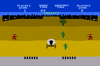 Seawolf II and Gun Fight (Atari 8-bit) screenshot: A Stagecoach Rolls By