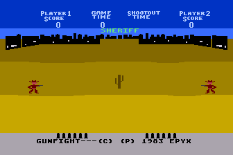 Seawolf II and Gun Fight (Atari 8-bit) screenshot: Gun Fight