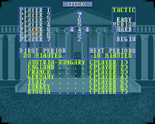 Computer Diplomacy (Amiga) screenshot: Main menu