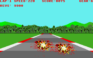 Formula 1 Grand Prix (Amiga) screenshot: Crash into opponent