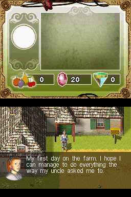 Sarah: Keeper of the Unicorn (Nintendo DS) screenshot: First day on the farm