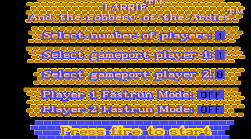 Larrie & the Ardies (Amiga) screenshot: Main menu