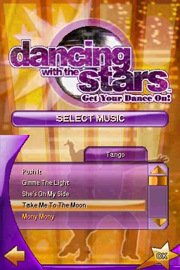 Dancing with the Stars: We Dance! (Nintendo DS) screenshot: Select Music