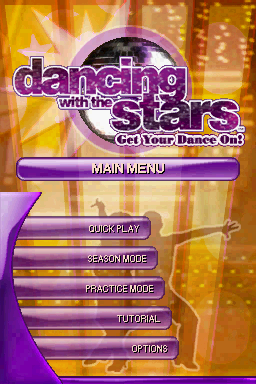 Dancing with the Stars: We Dance! (Nintendo DS) screenshot: Title screen / Main menu
