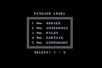 Space Shuttle: Module One (Atari 8-bit) screenshot: Choosing Difficulty