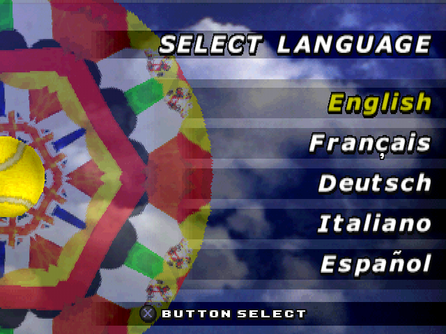 All Star Tennis '99 (PlayStation) screenshot: Select Language.