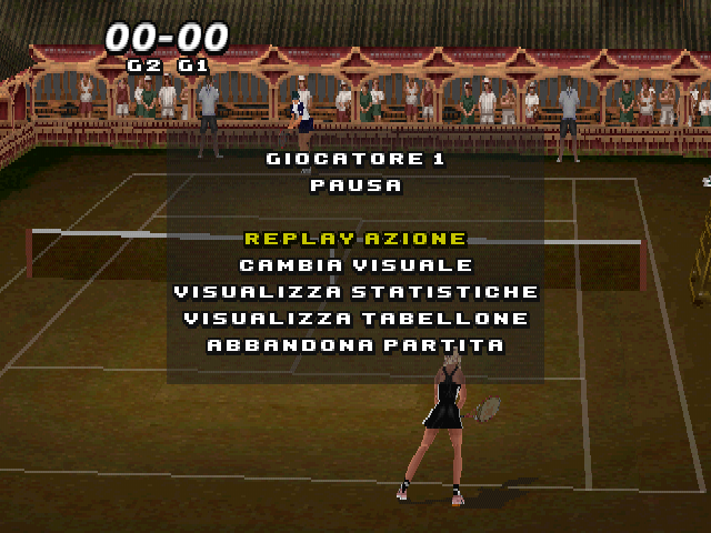 All Star Tennis '99 (PlayStation) screenshot: Pause menu. There are only two views available.