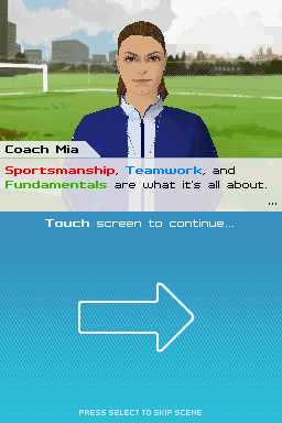 Imagine: Soccer Captain (Nintendo DS) screenshot: Coach Mia Hamm