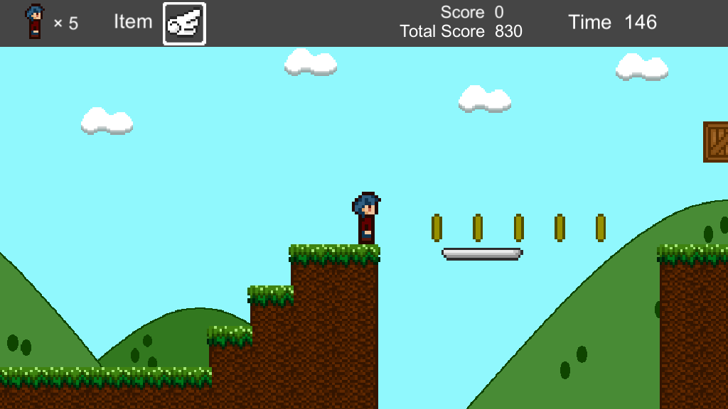 Yoko Scroll (Windows) screenshot: Waiting for the right moment to get on that sliding platform