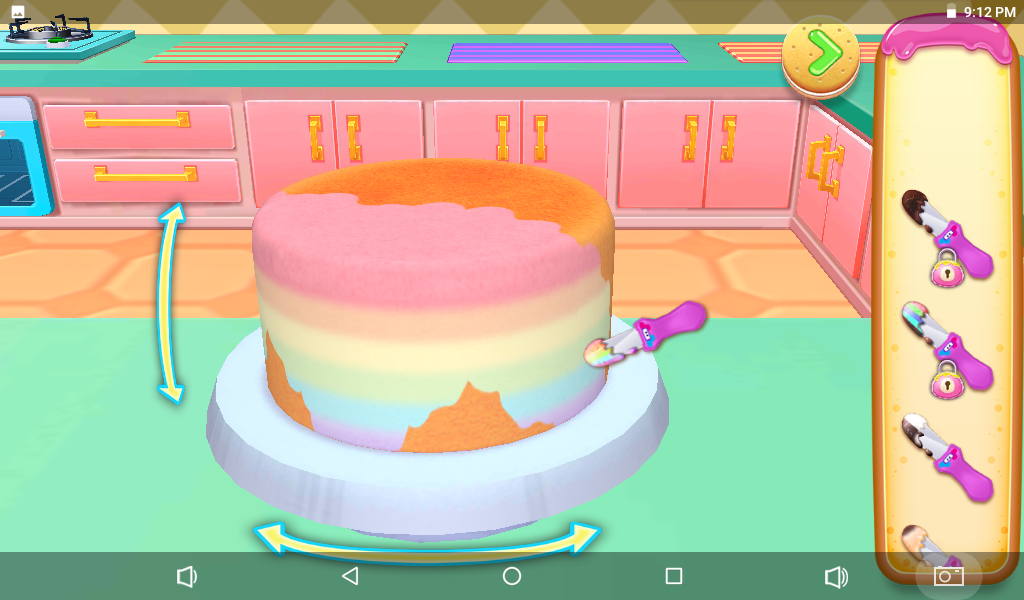 Real Cake Maker 3D Bakery (Android) screenshot: Spreading the betun.